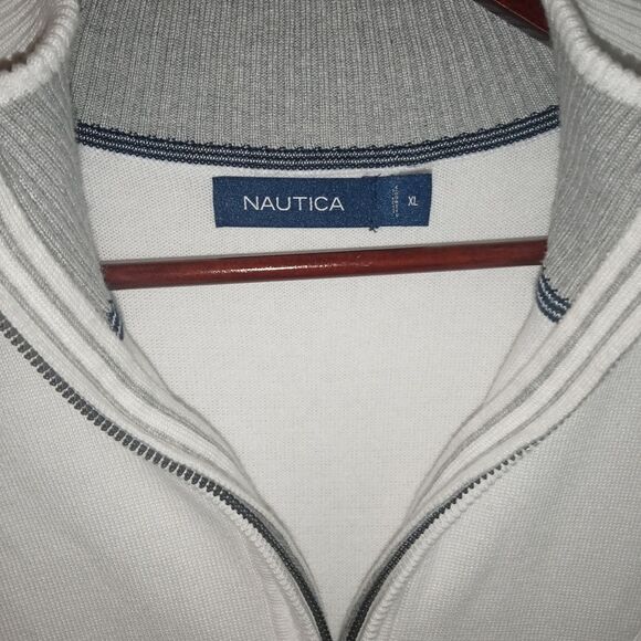 Men's Nautica Off White Quarter Zip Pullover Sweater Size XL - Picture 4 of 4